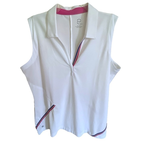 EP PRO SPORT White Polo Collared w/ Pink Green Blue Shirt Detail XL Sporty NWOT - Picture 3 of 10